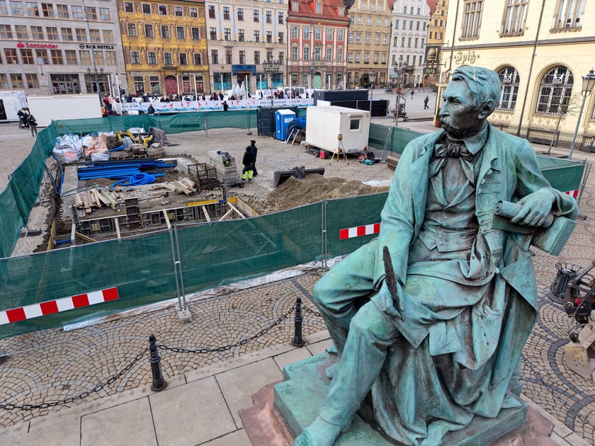 Prace przy zazielenieniu Rynku, 11.02.2026.