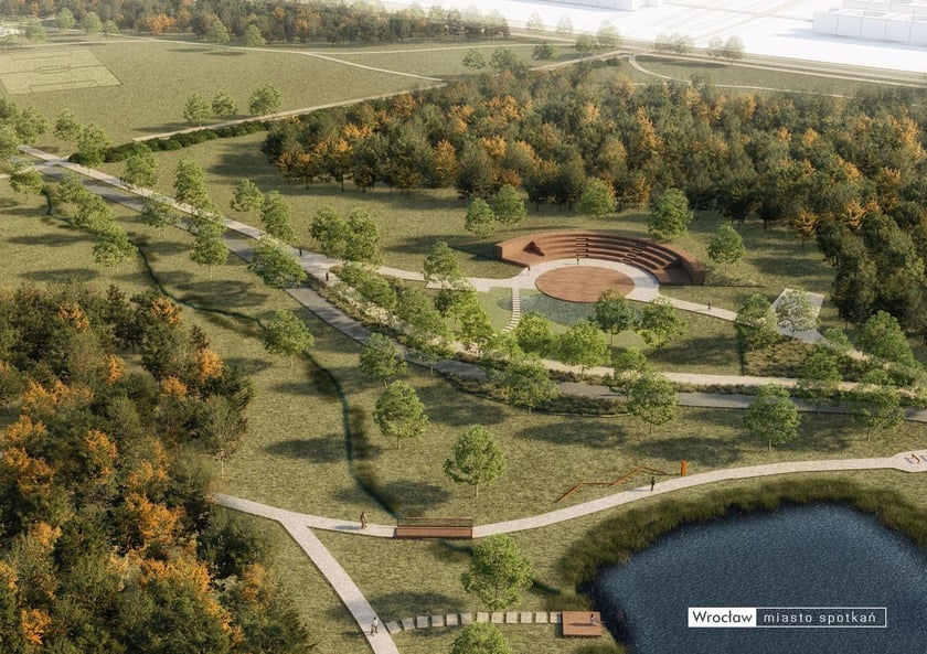 Wizualizacja z koncepcji Zielonego Klina Południa Wrocławia