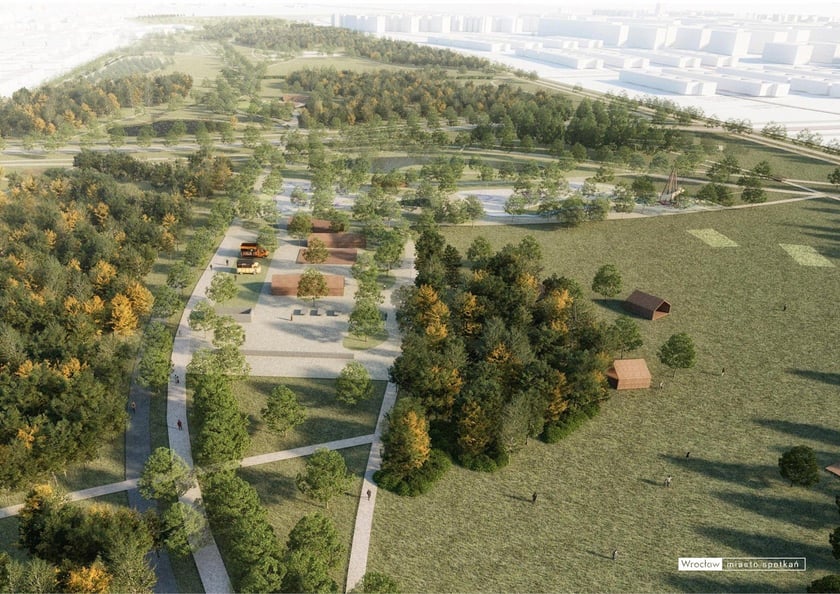 Wizualizacja z koncepcji Zielonego Klina Południa Wrocławia