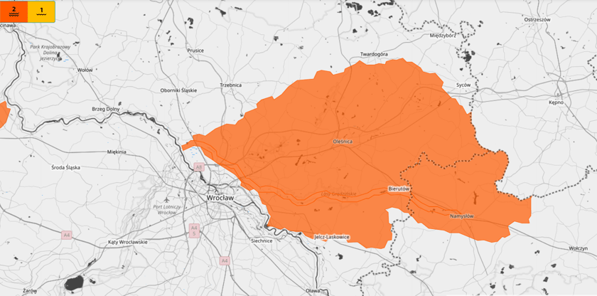 <p>Ostrzeżenie hydrologiczne przed wezbraniem w Widawie, obowiązujące do 25.02.2026, mapa.</p>