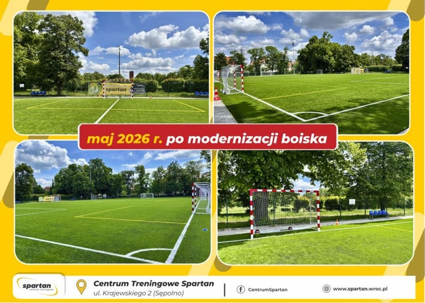 <p>Boisko na Sępolnie po modernizacji - maj 2026, kolaż 4 zdjęć.</p>