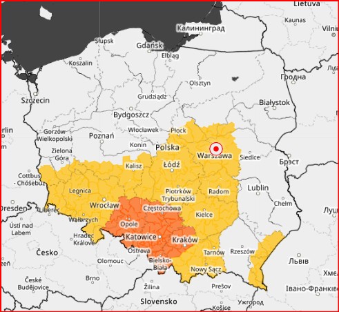 Ostrzeżenie IMGW przed burzami, 17 sierpnia 2026