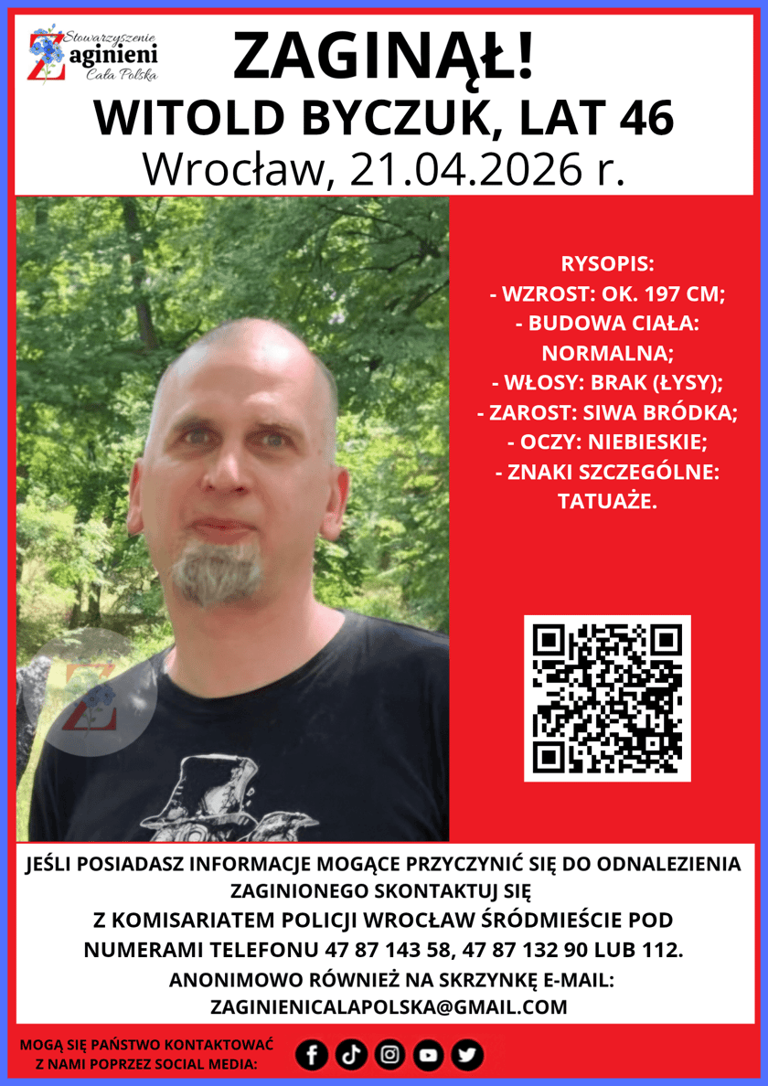 Zaginiony Witold Byczuk - plakat