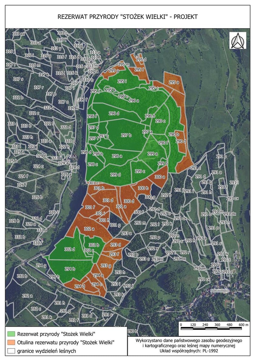 Mapki z obszarami rezerwatów przyrody w nadleśnictwie Wałbrzych