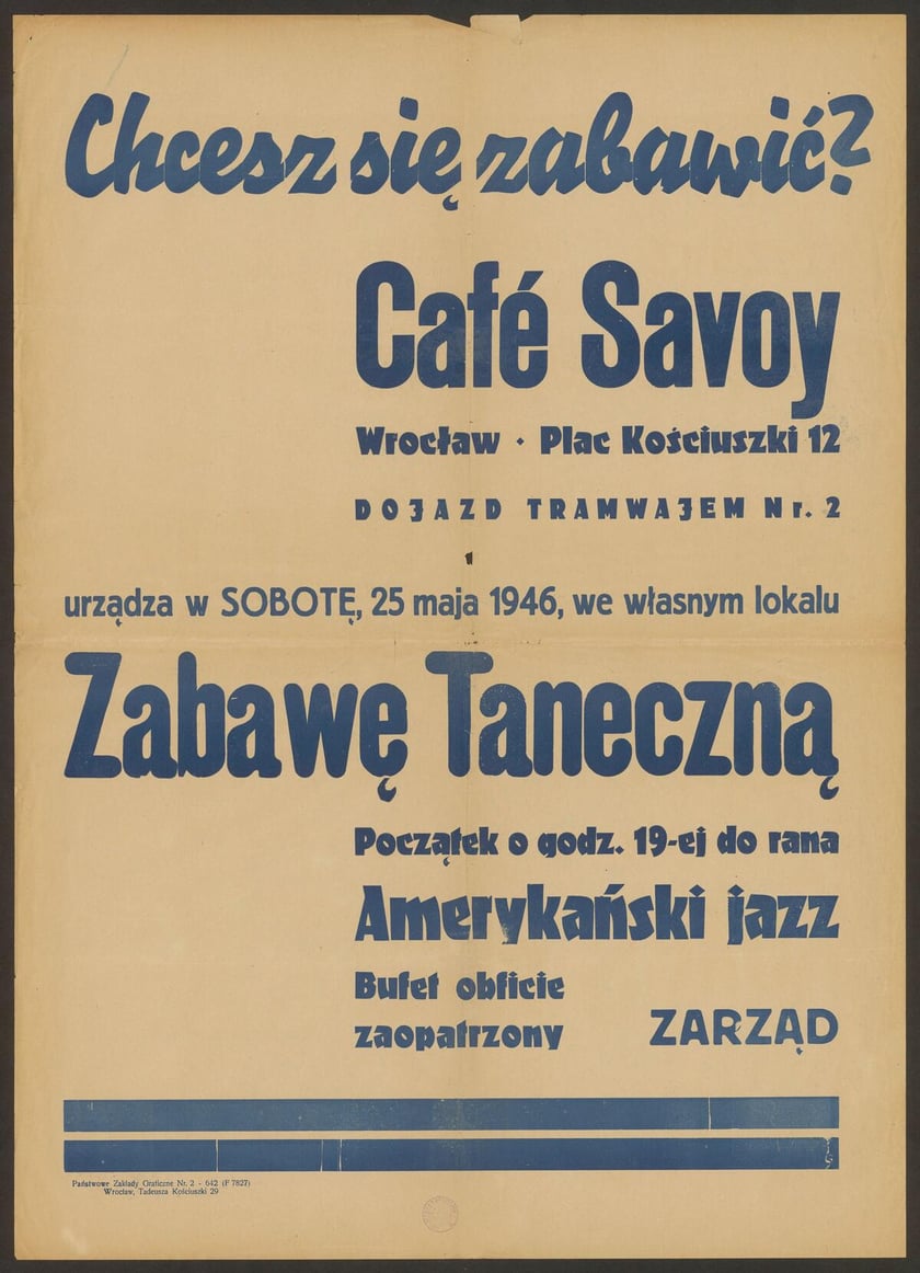 <p>Afisz Cafe Savoy z 1946.</p>