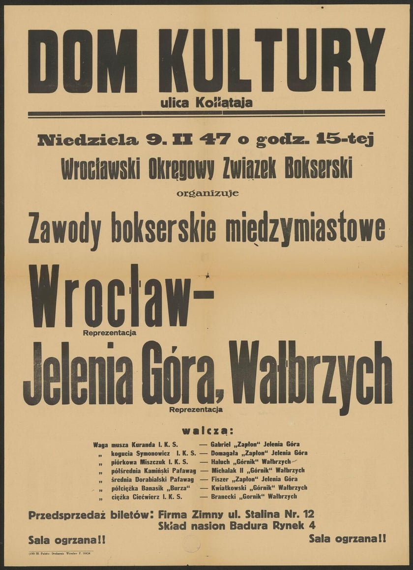 <p>Afisz międzymiastowe zawody bokserskie, 1947</p>