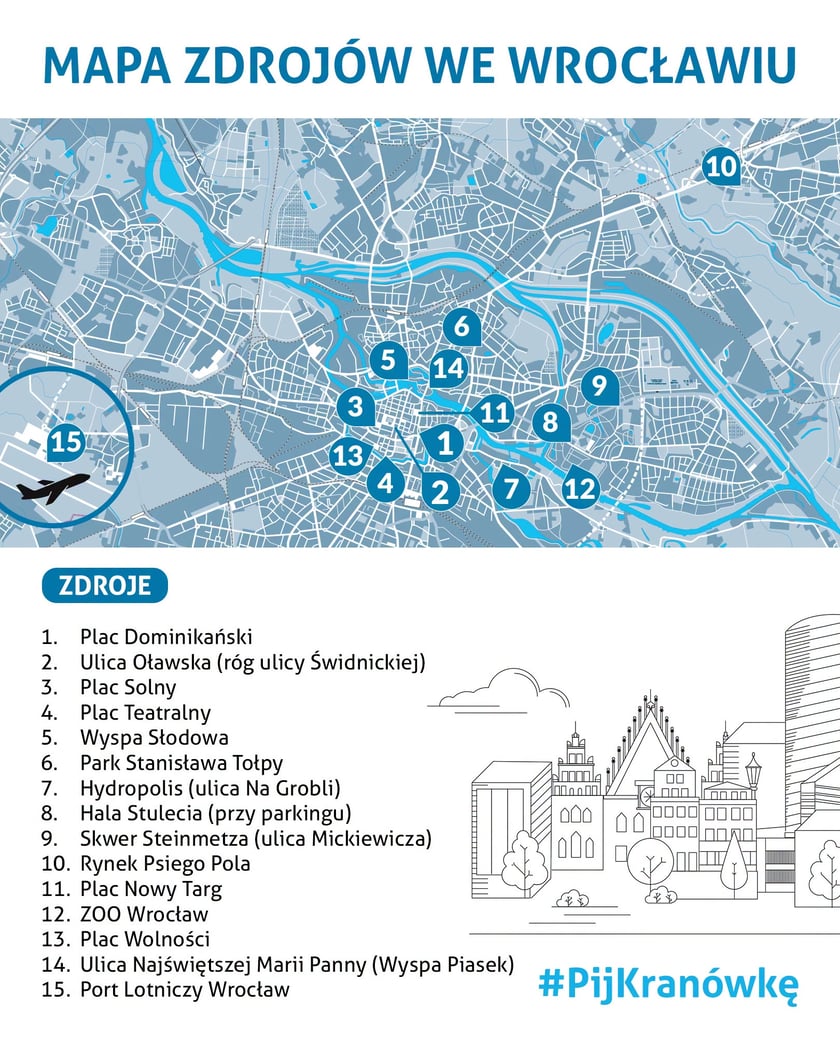 <p>Mapa lokalizacji ulicznych poidełek z kran&oacute;wką we Wrocławiu.</p>