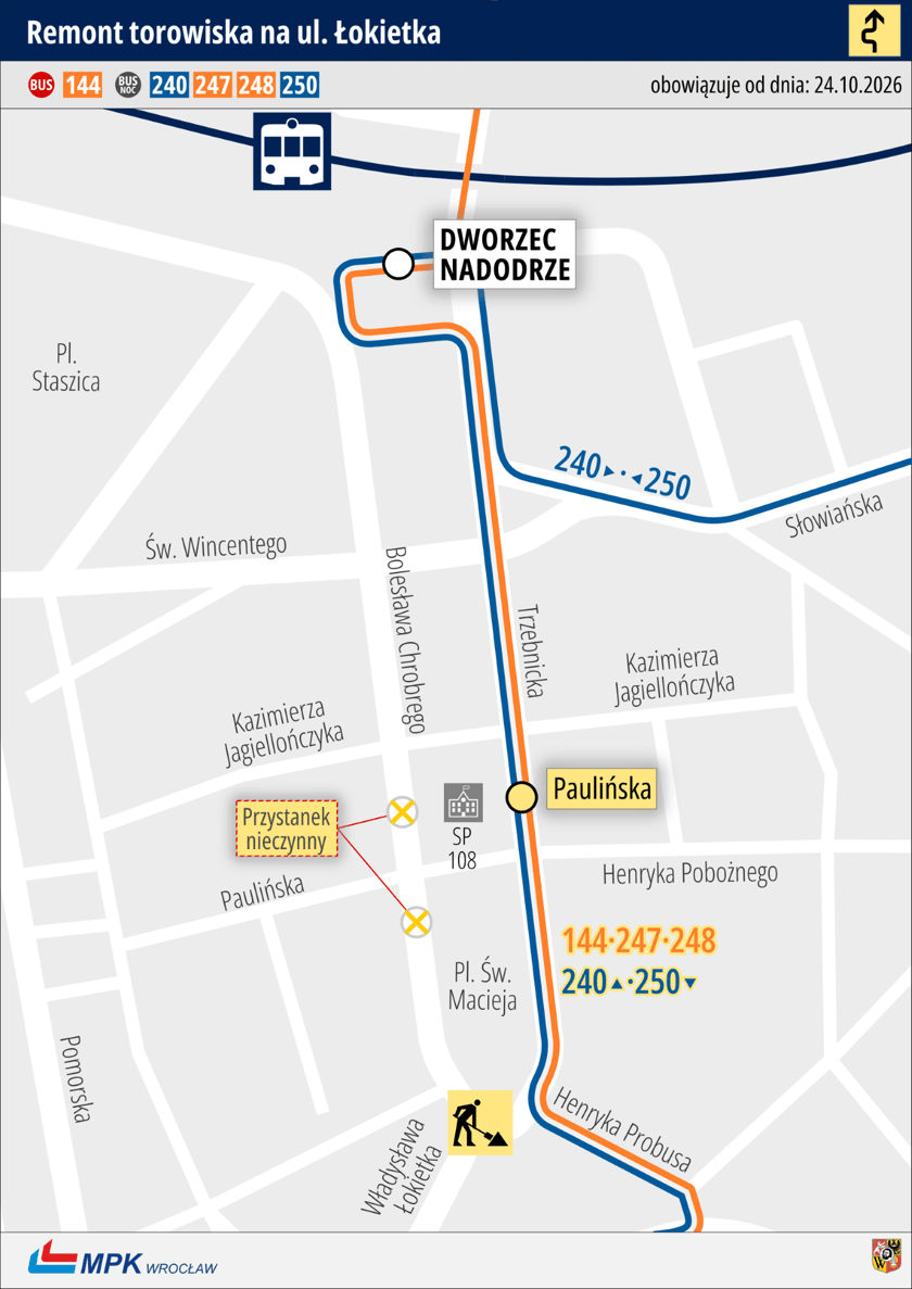 Mapa przedstawia zmiany w kursowaniu autobusów