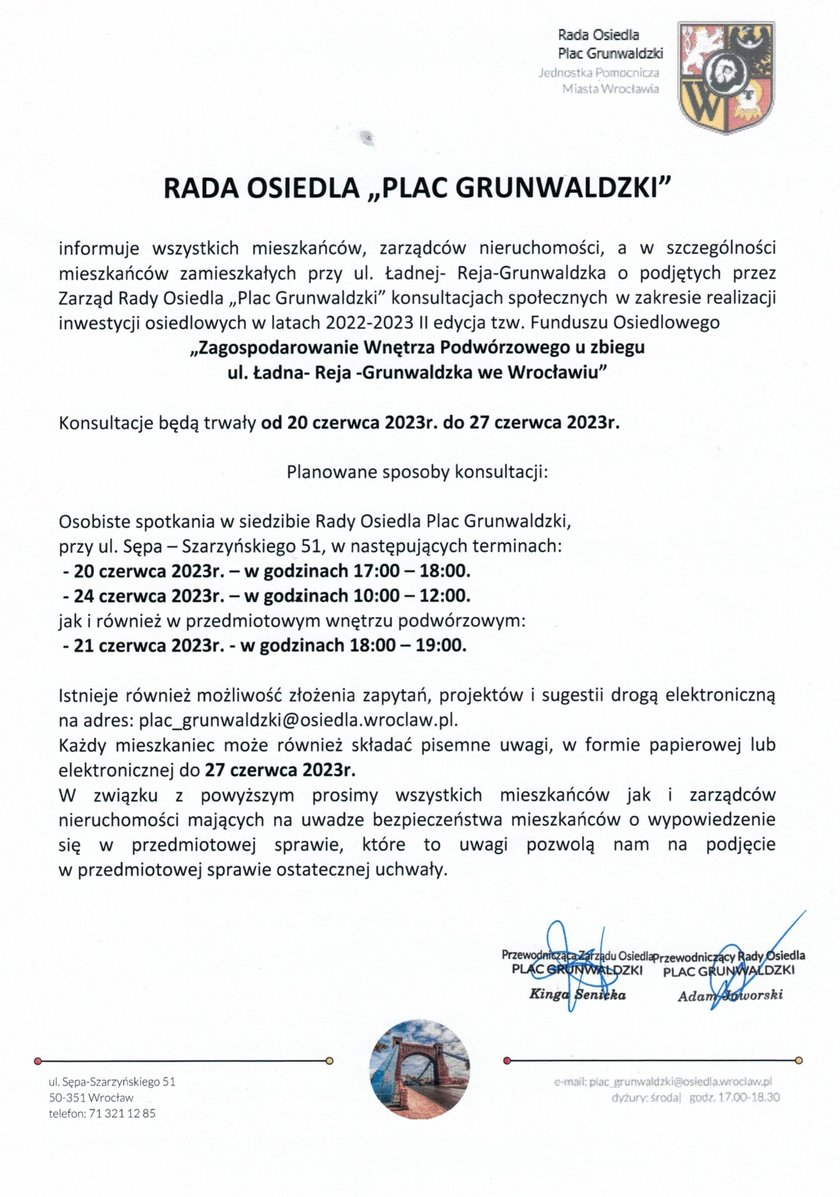 skan pisma informującego o terminie konsultacji