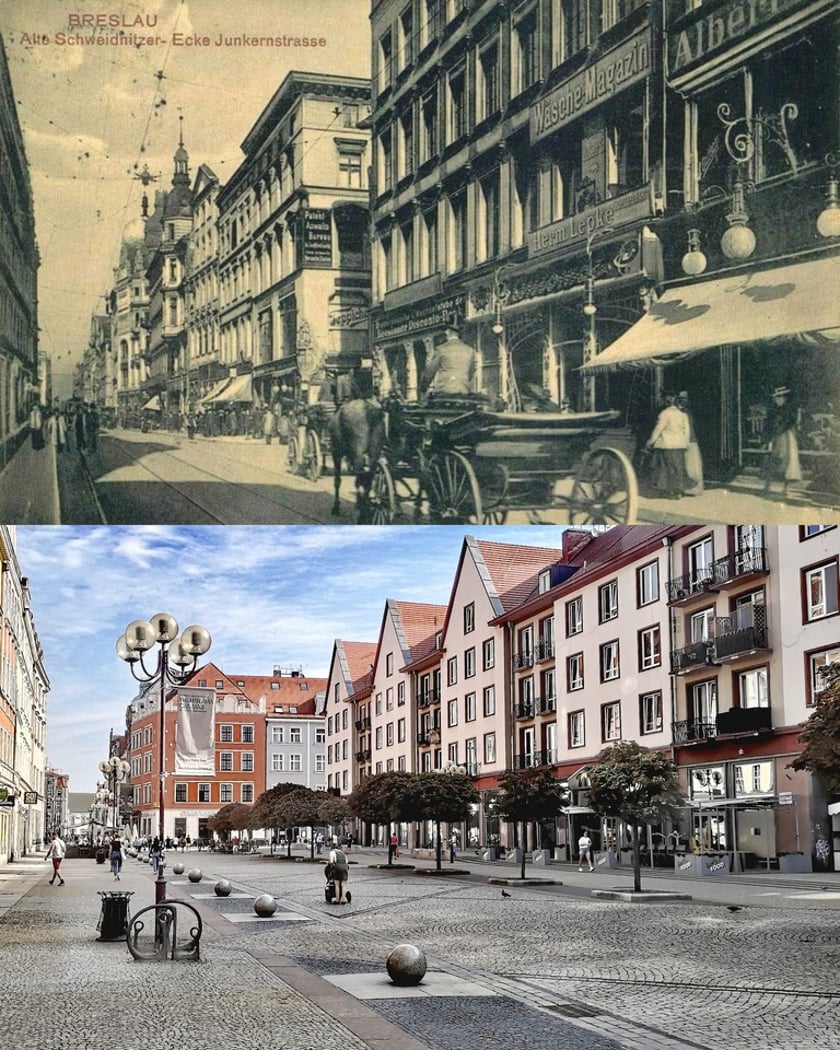 Współczesne i przedwojenne zdjęcia Wrocławia, ul. Świdnicka