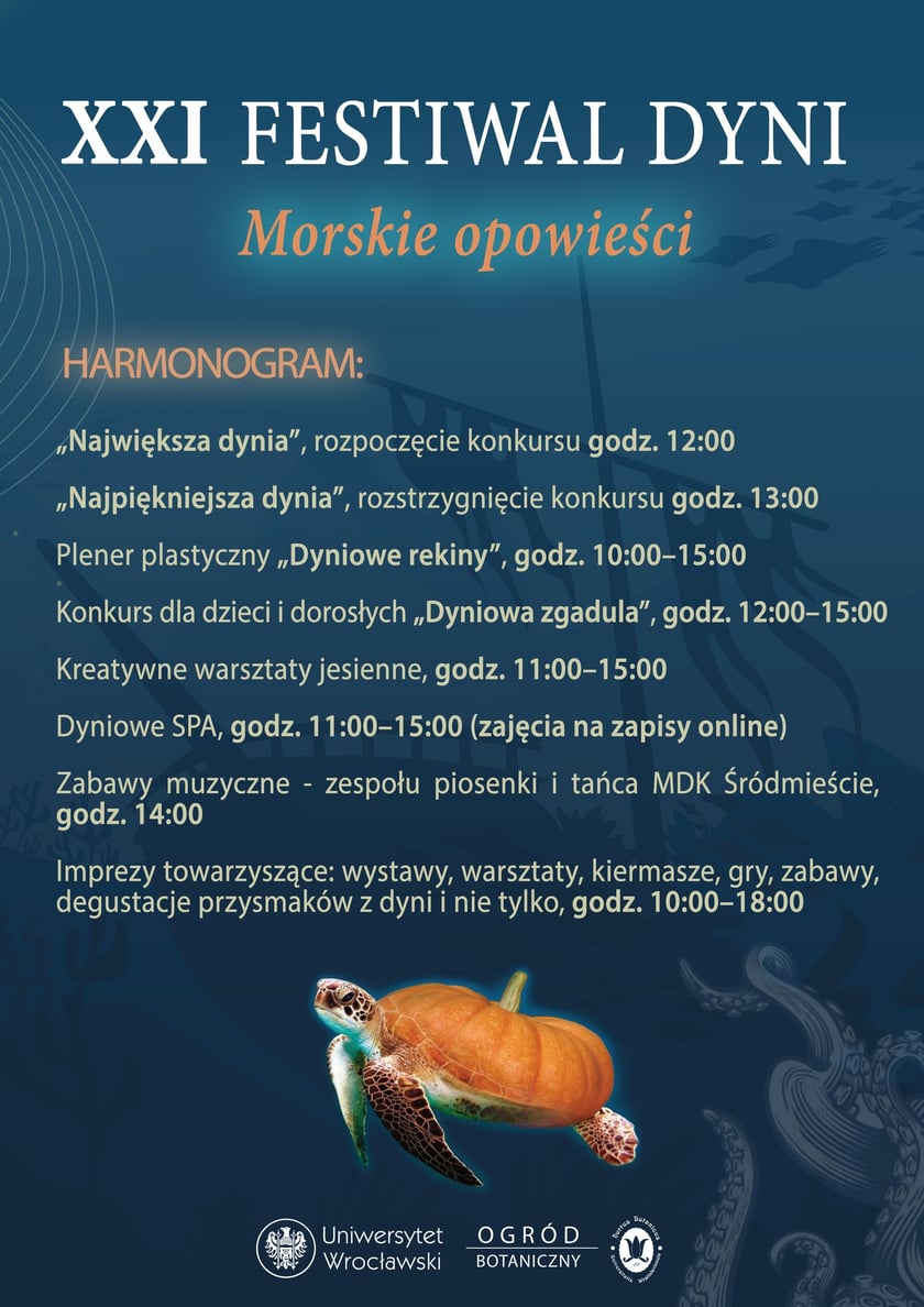 Program Festiwalu Dyni 2024 w Ogrodzie Botanicznym. Godzinowa rozpiska wydarzeń