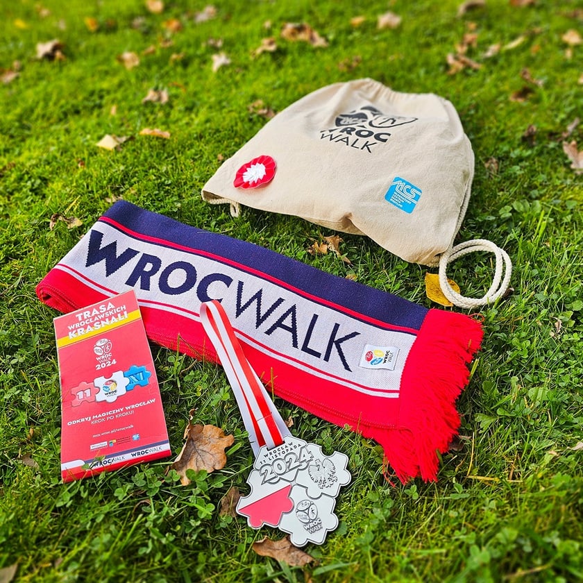 Szalik, mapa, medal, worek - pakiet startowy WrocWalk 2024
