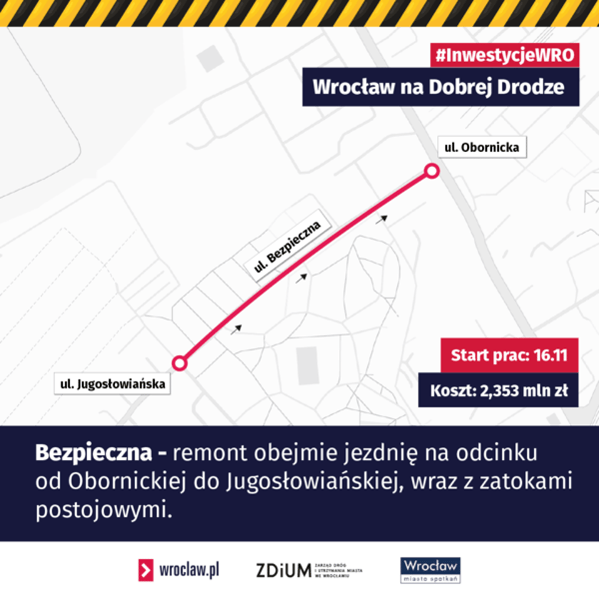 <p>Mapa z zaznaczoną ulicą do remontu</p>