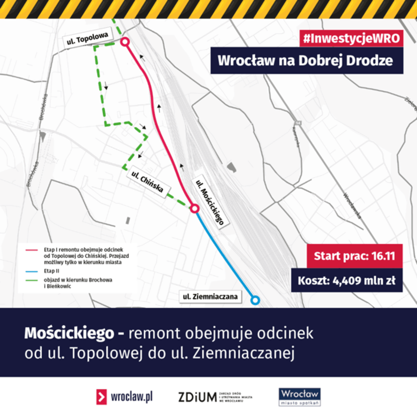 <p>Mapa z zaznaczoną ulicą do remontu</p>
