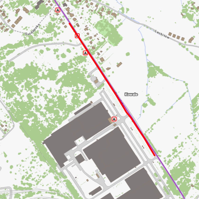 Przebieg nowej drogi rowerowej na ul. Kowalskiej