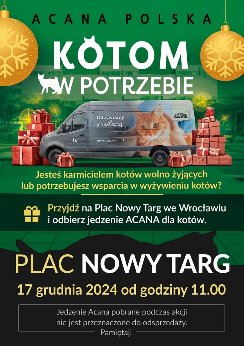 Plakat informujący o akcji Acana Polska