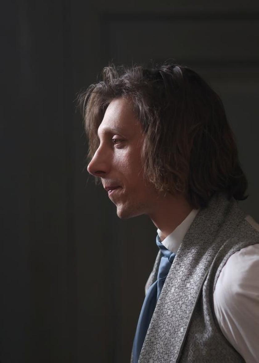 Plan filmu "Chopin, Chopin!" we Wrocławskiej Wytwórni Filmowej. Aktor Eryk Kulm