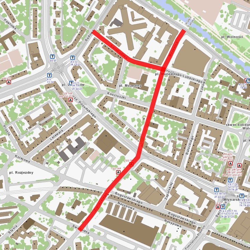 Nowa droga rowerowa będzie biec przez ul. Zielińskiego, pl. Muzealny, Muzealną do kładki nad fosą, którą dojedziemy do pl. Wolności. Powstanie również odcinek na Świebodzkiej