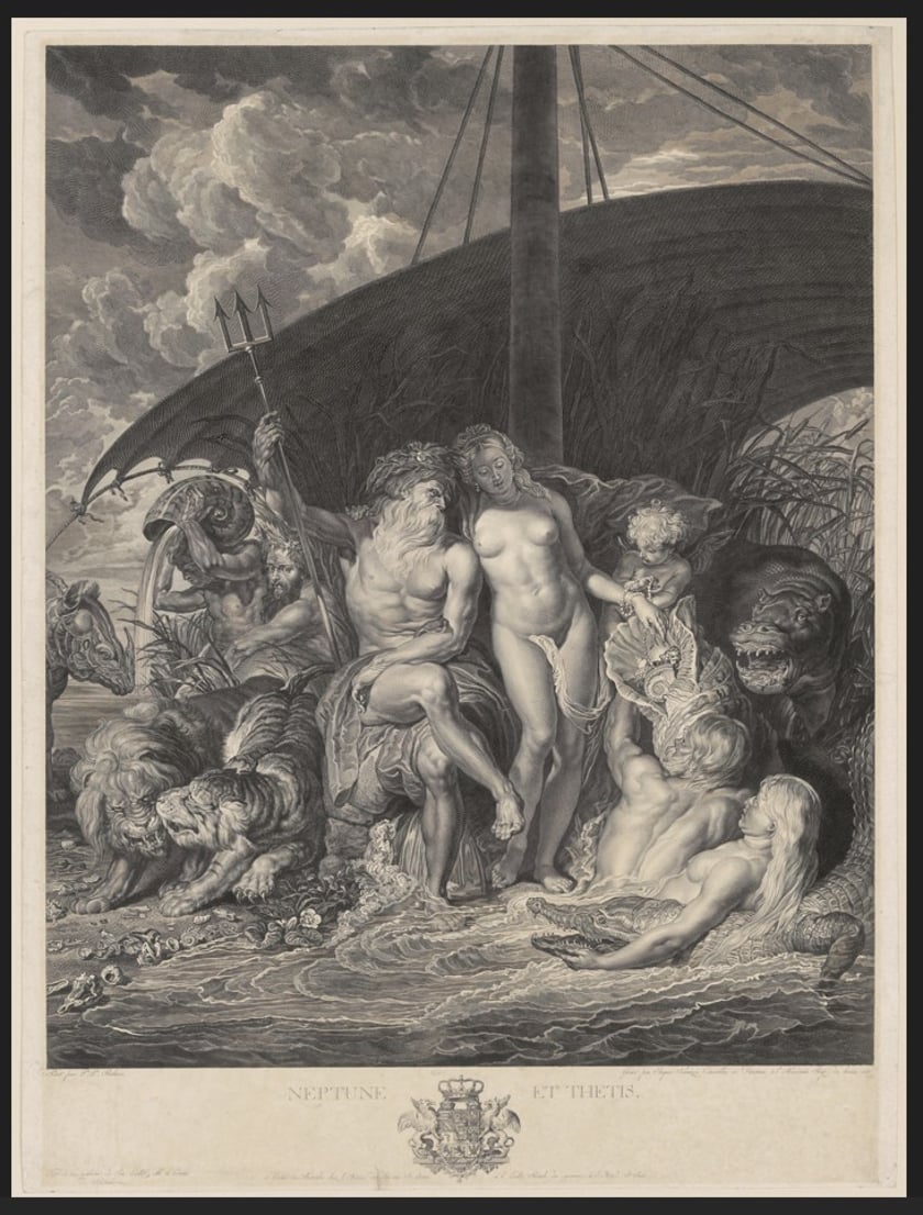 Neptun i Amfiryta, grafika z kolekcji muzeum KMSKA - Flemish Community w Belgii (domena publiczna)