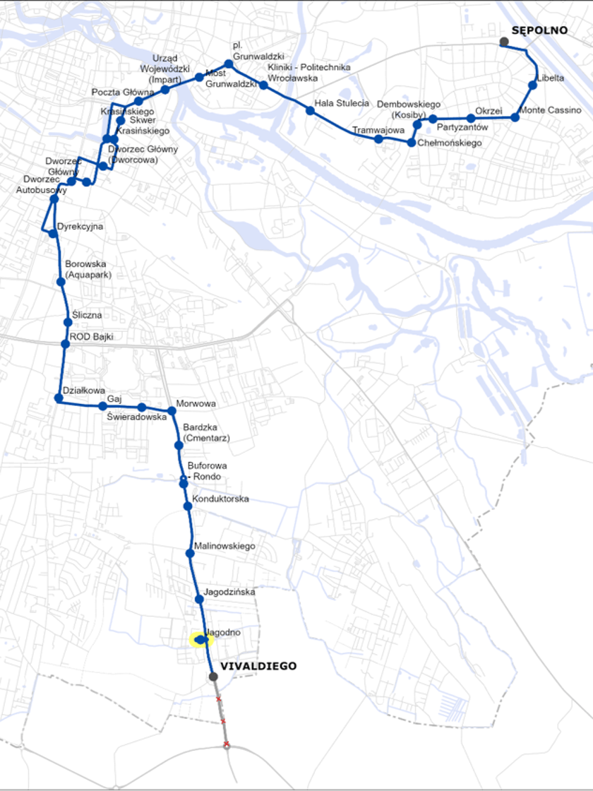 Linia 145 skrócona do przystanku Vivaldiego. Częstotliwość co 15 minut w dni robocze i co 30 minut w dni wolne
