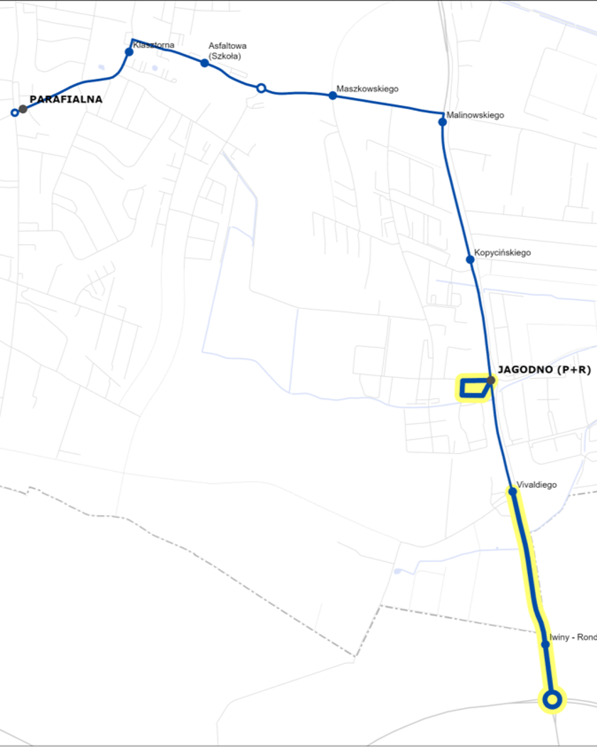 Linia 310 przedłużona do ronda Iwiny. Częstotliwość: co 15 minut w szczycie porannym i popołudniowym, co 30 minut w dni robocze