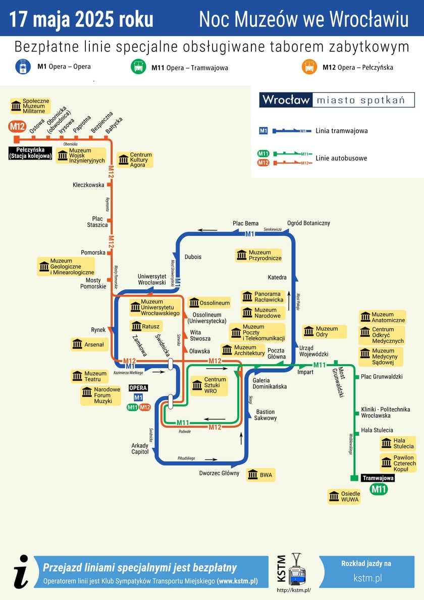 <p>Trasa przejazdu komunikacji w Noc Muze&oacute;w 2025</p>