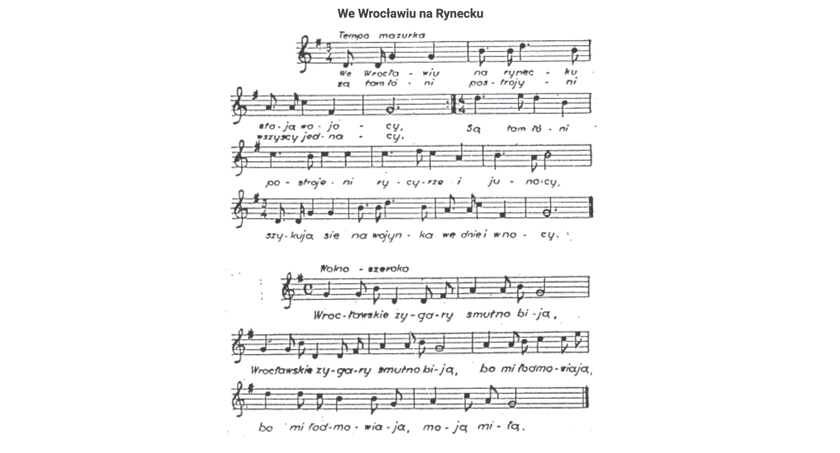 <p>Zapis nutowy piosenki "We Wrocławiu na ryneczku"</p>