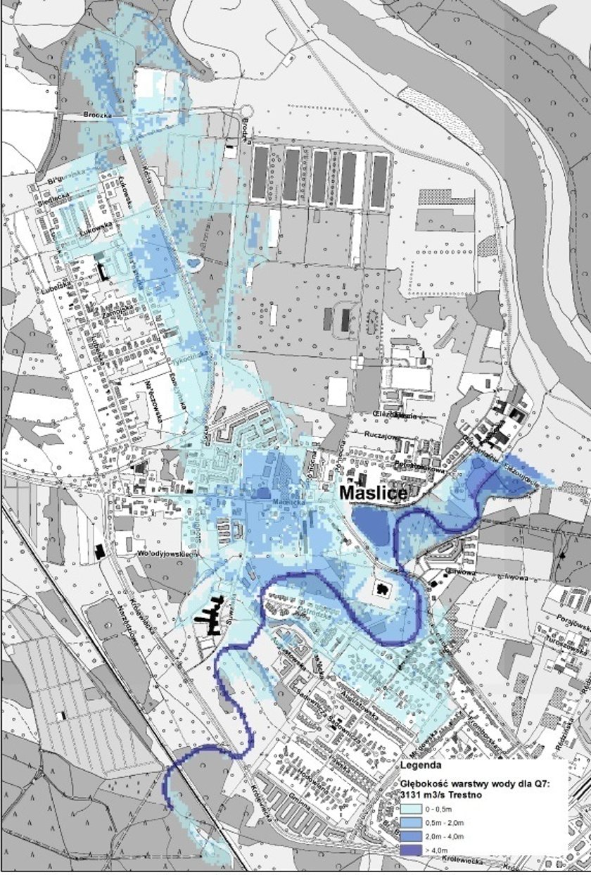 Powiększ obraz: Scenariusz powodzi na Maślicach