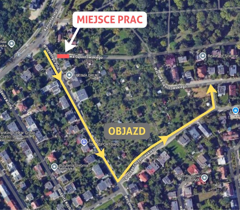 Powiększ obraz: <p>MPWiK Wrocław przystępuje do kolejnego etapu usuwania awarii sieci kanalizacyjnej w rejonie skrzyżowania ulic Wacława Gąsiorowskiego i Wincentego Pola</p>