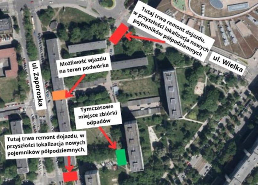 Powiększ obraz: <p>Plan remontowy - prace potrwają od 4 kwietnia, a po tym czasie, mieszkańcy zyskają dwa punkty zbi&oacute;rki odpad&oacute;w do pojemnik&oacute;w połpodziemnych</p>
