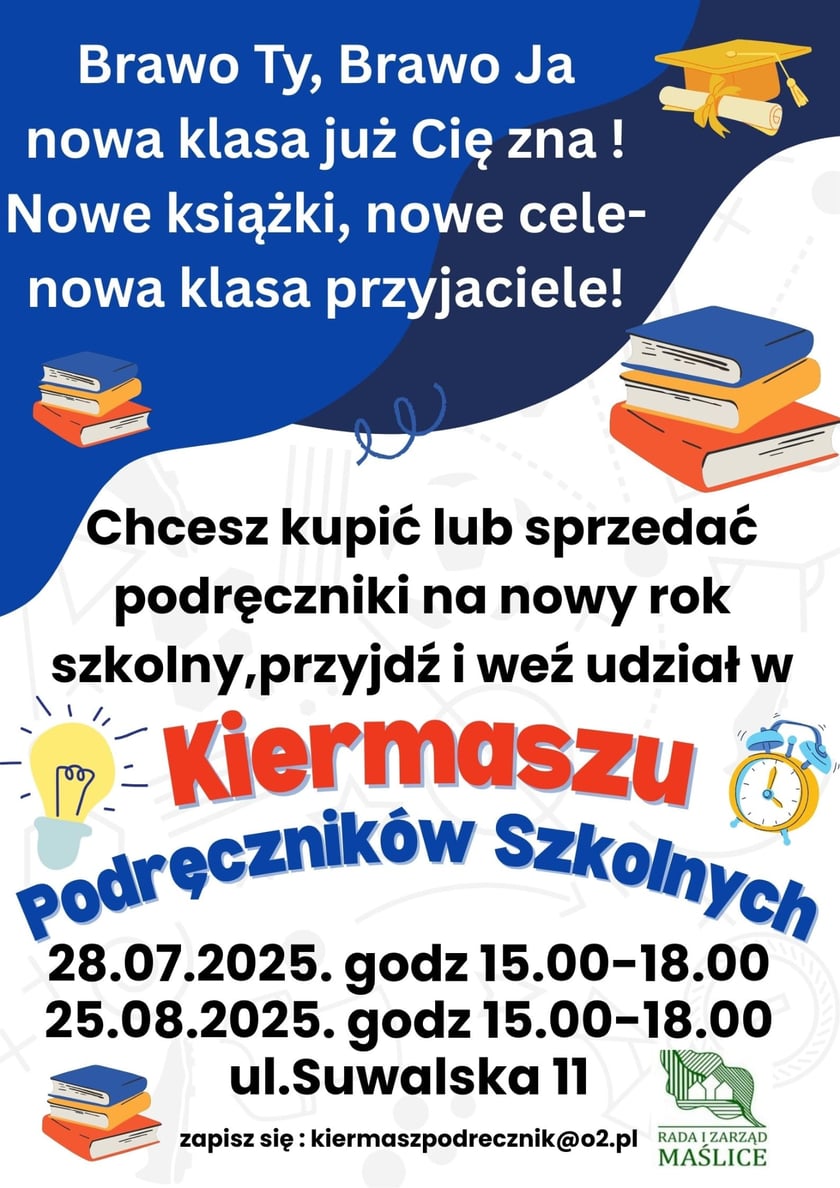 Powiększ obraz: plakat Kiermaszu Podręczników Szkolnych na Maślicach