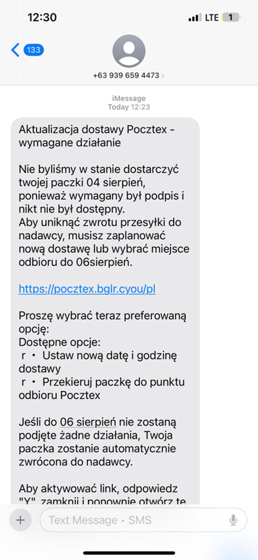 Tak wygląda fałszywa wiadomość rozsyłana przez oszustów