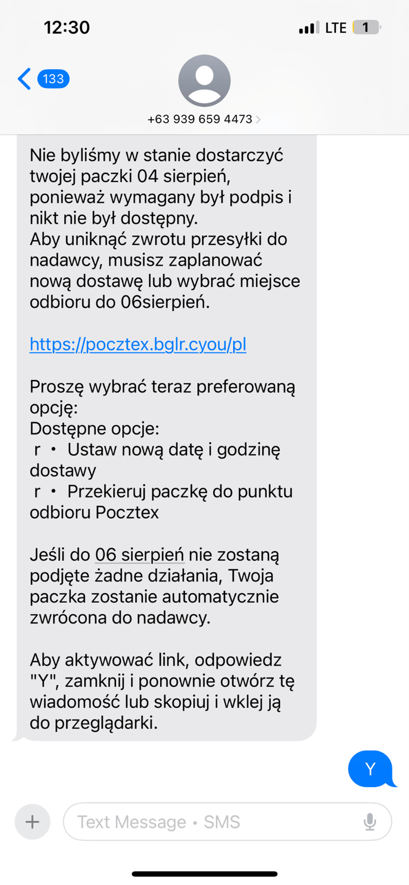Tak wygląda fałszywa wiadomość rozsyłana przez oszustów