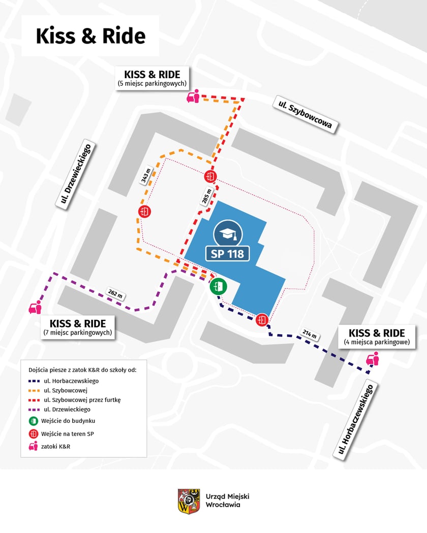 Powiększ obraz: <p>Mapki alternatycznych dróg i miejsc parkingowych wokół SP 118</p>