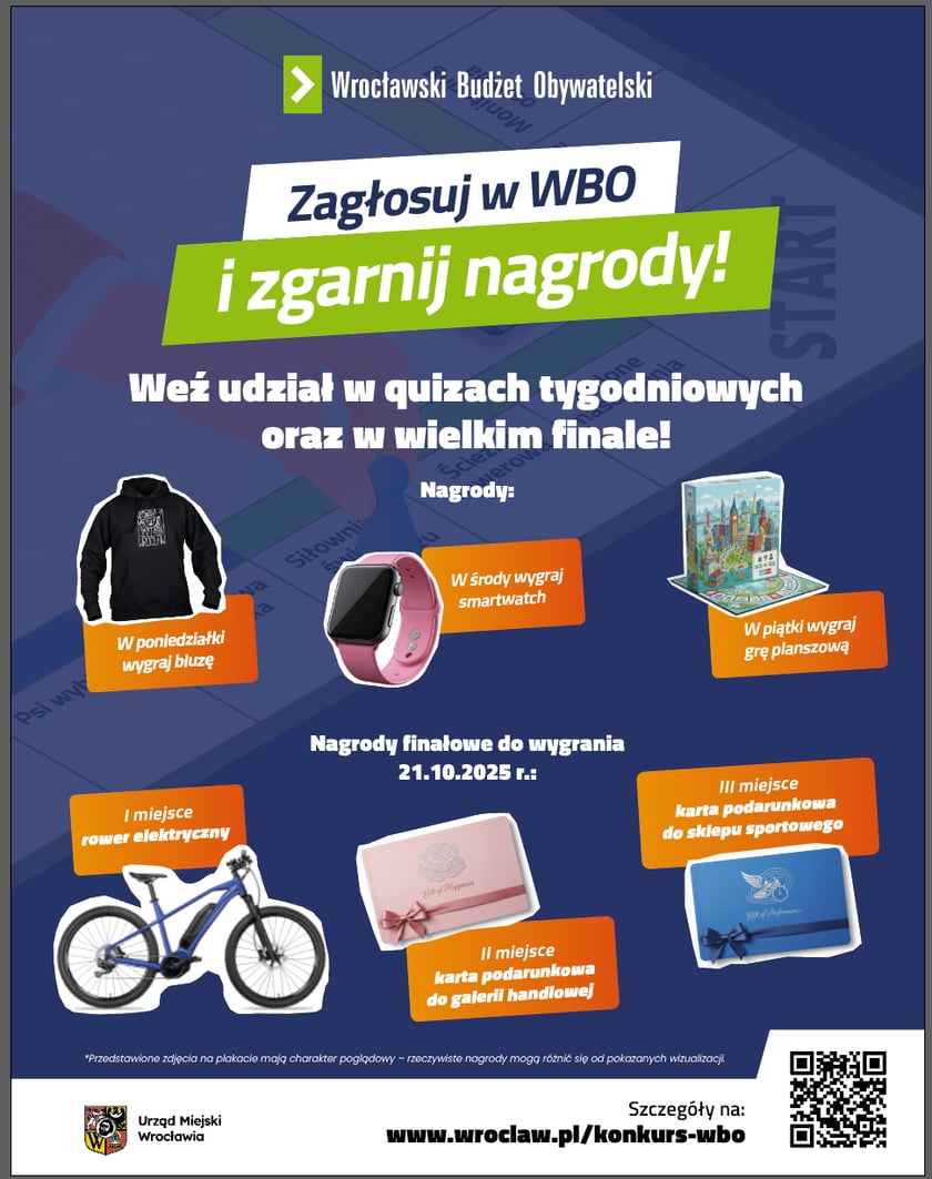 Powiększ obraz: <p>Plakat informujący o konkursie z nagrodami w ramach WBO 2025.</p>