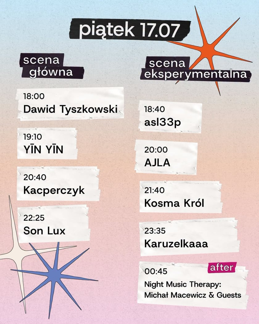 WROsound 2026. Harmonogram koncertów w piątek 17.07.