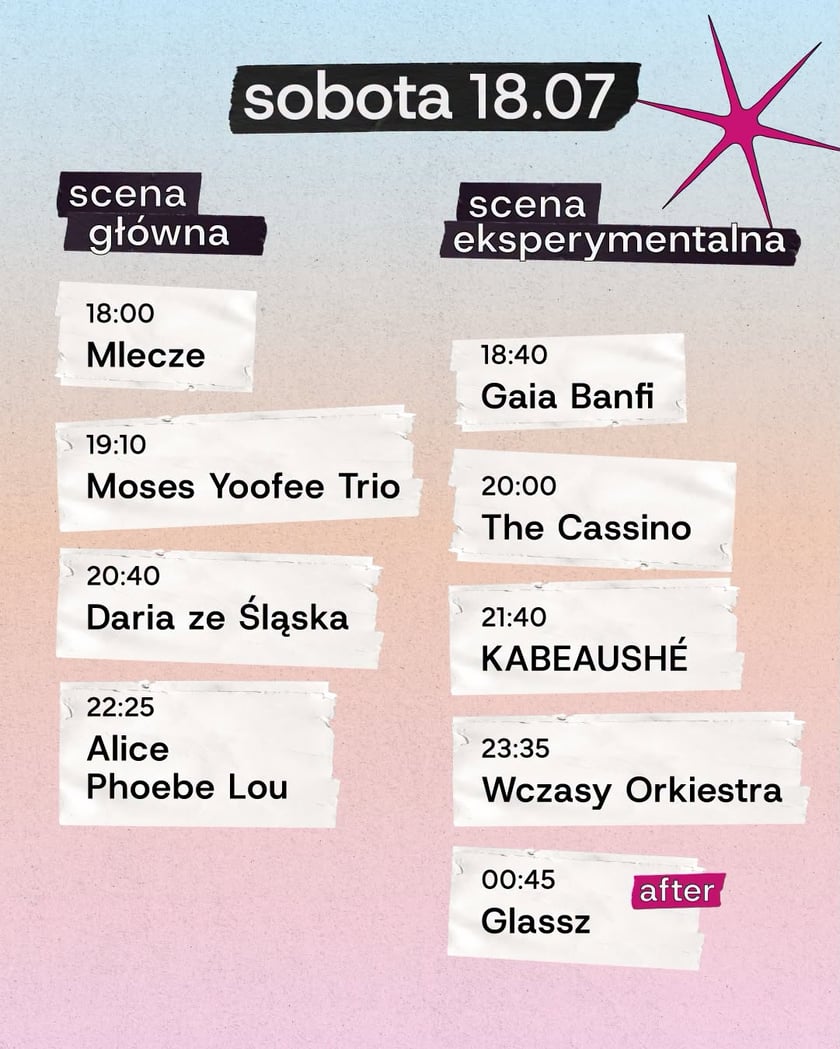 WROsound 2026. Harmonogram koncertów w sobotę 18.07.