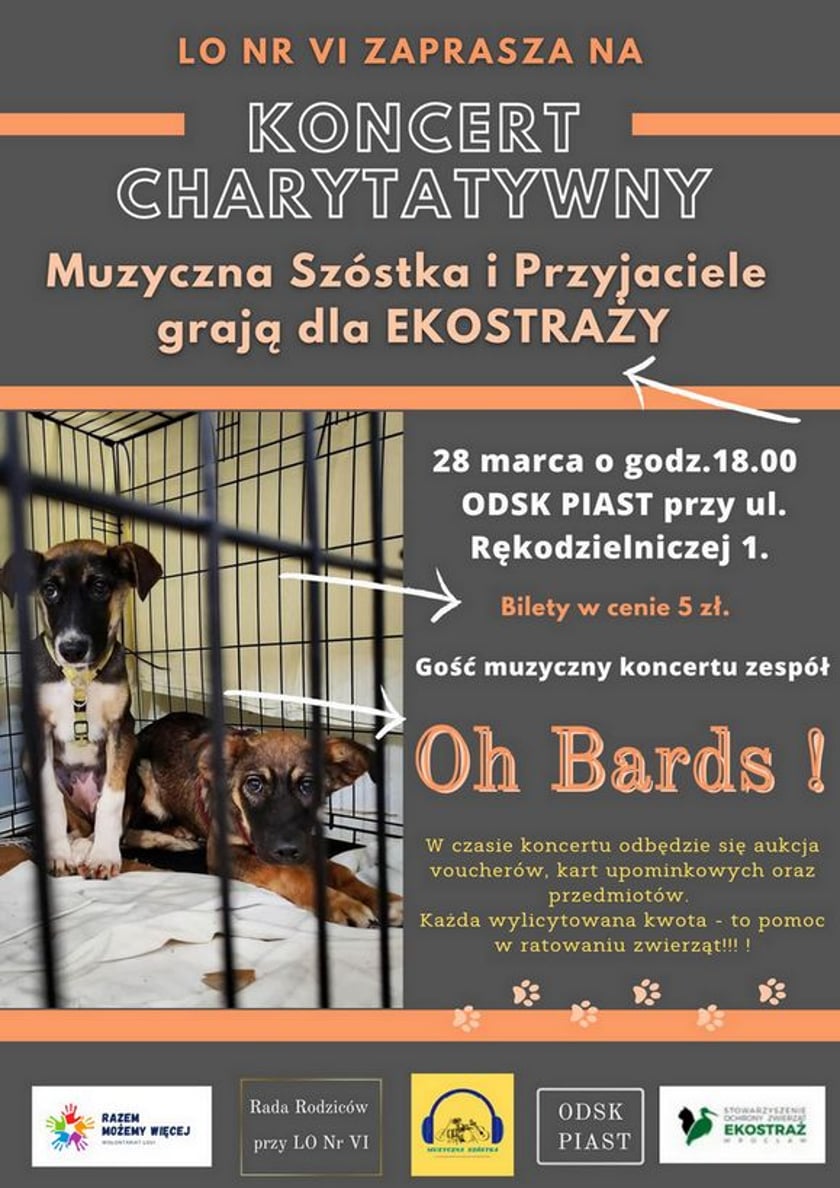 Muzyczna Szóstka i Przyjaciele zagrają dla Ekostraży - plakat charytatywnego koncertu