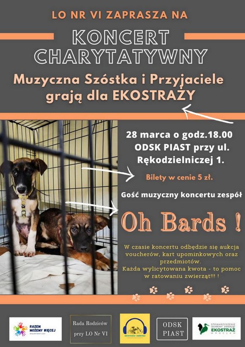 Powiększ obraz: Muzyczna Szóstka i Przyjaciele zagrają dla Ekostraży - plakat charytatywnego koncertu