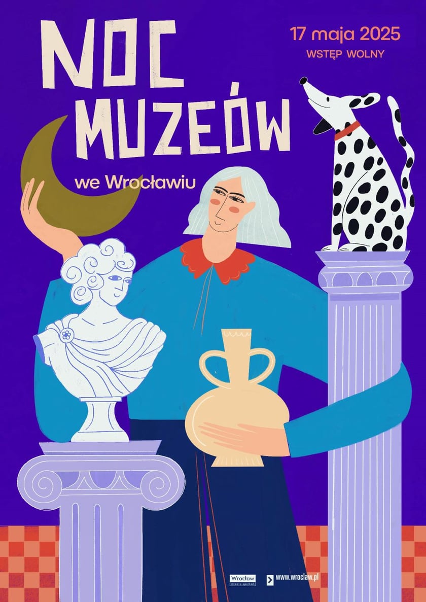 <p>Plakat Nocy Muze&oacute;w 2025 autorstwa Malwiny Hajduk-Kawalec</p>