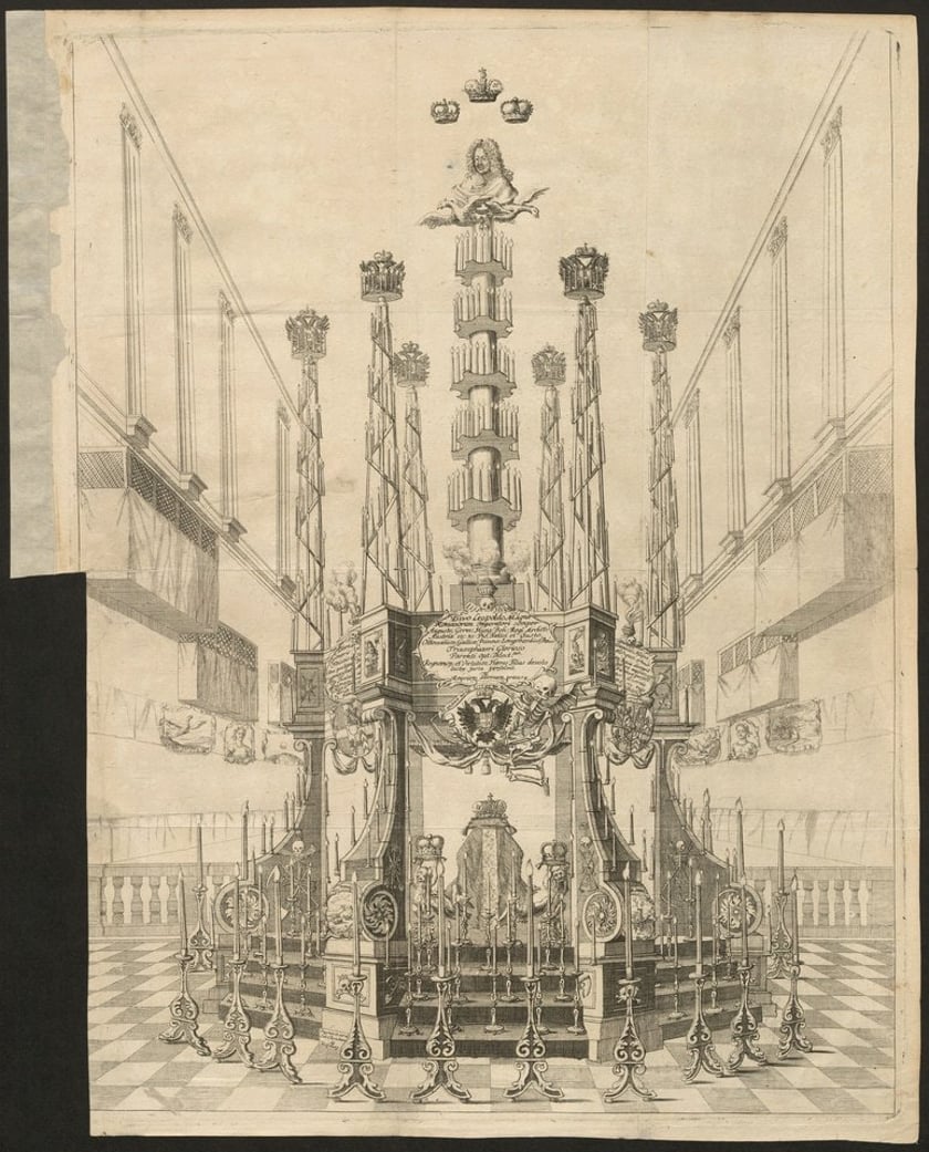 <p>Johann Oertl według Johanna Jacoba Eybelwiesera &ndash; Castrum doloris cesarza Leopolda I w katedrze wrocławskiej</p>