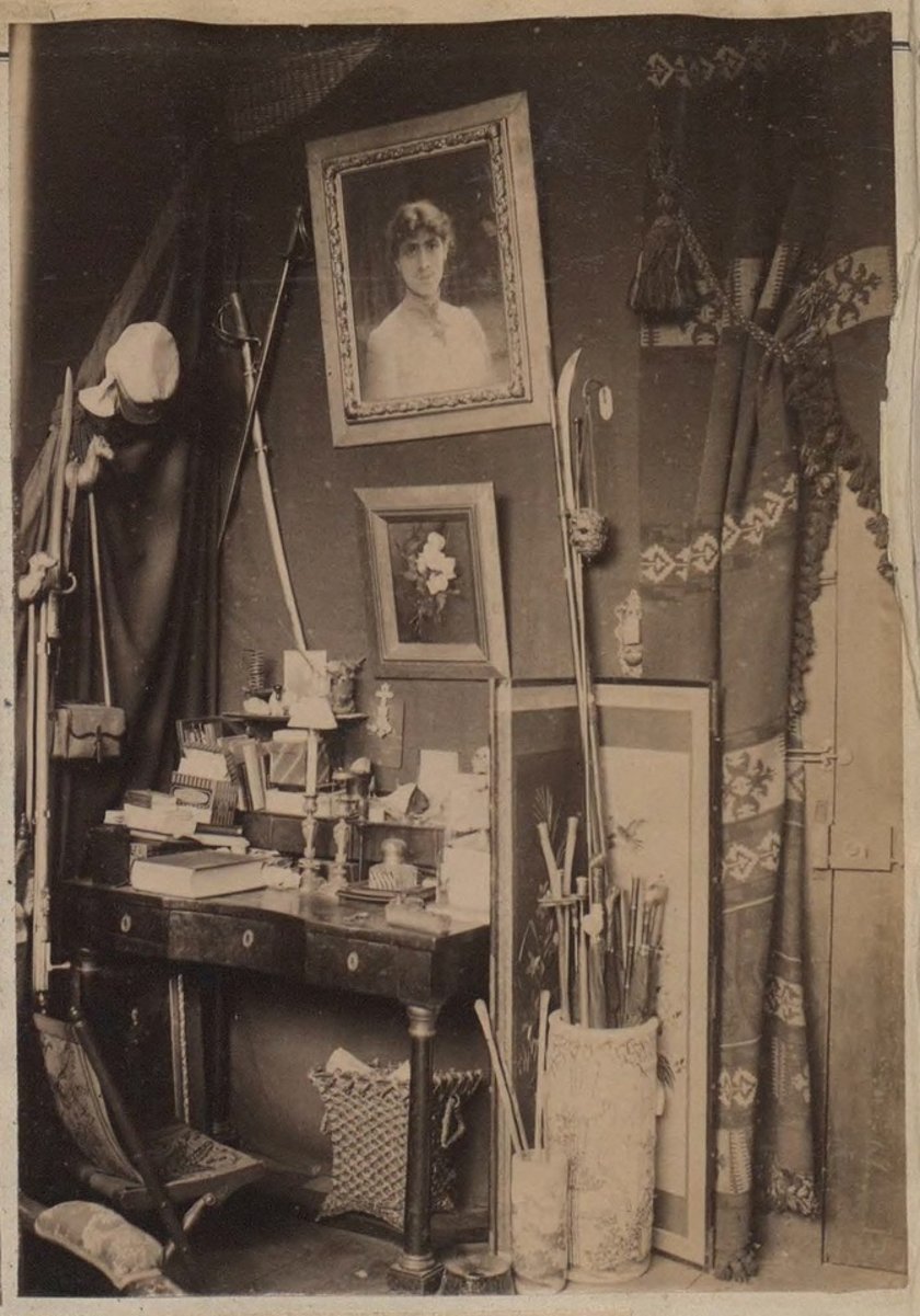 <p>Paryska pracownia Anny Bilińskiej przy rue de Fleurus, ok. 1893</p>