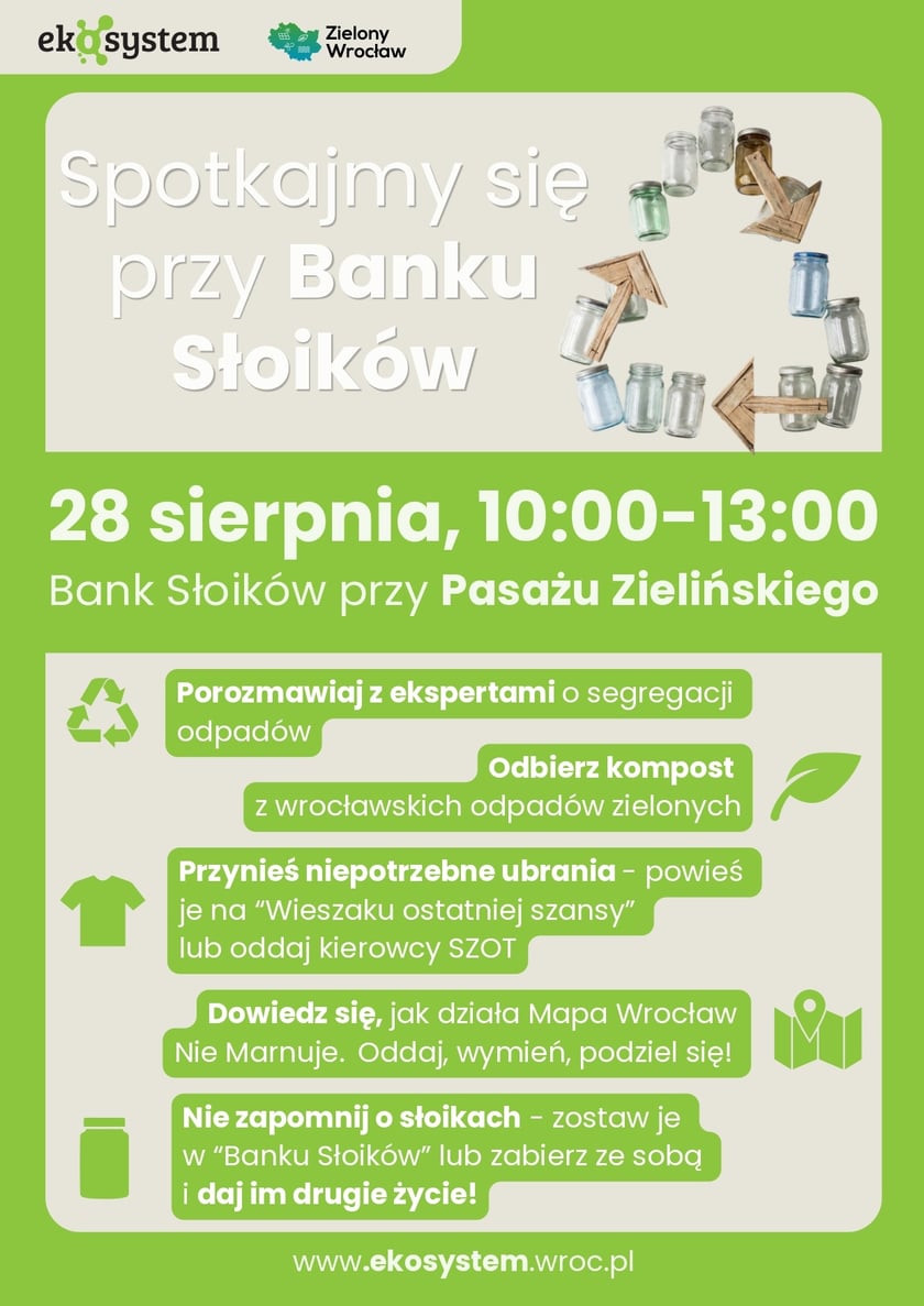 Plakat wydarzenia "Spotkajmy się przy Banku Słoików"