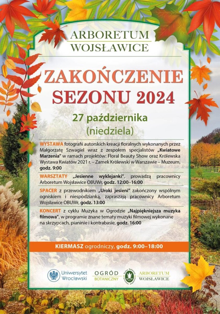 <p>Program zakończenia sezonu w Arboretum Wojsławice 27 października</p>