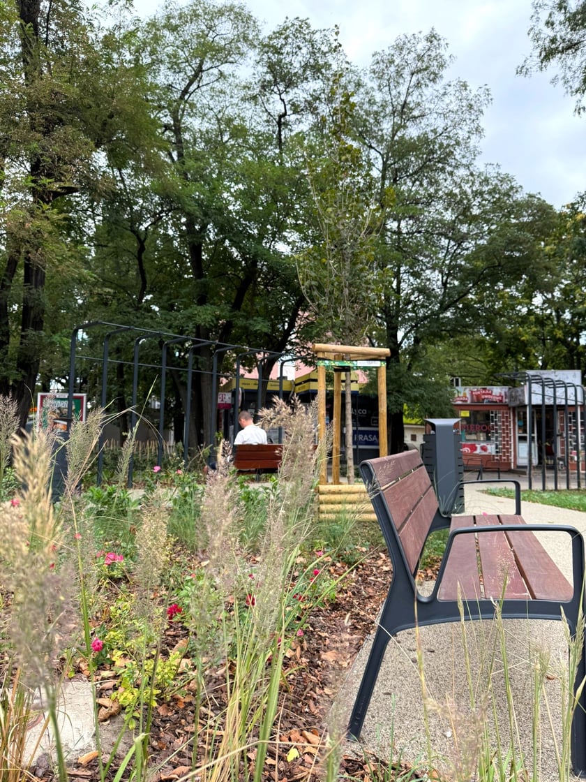 Park kieszonkowy przy skrzyżowaniu ulicy Powstańców Śląskich z aleją Wiśniową