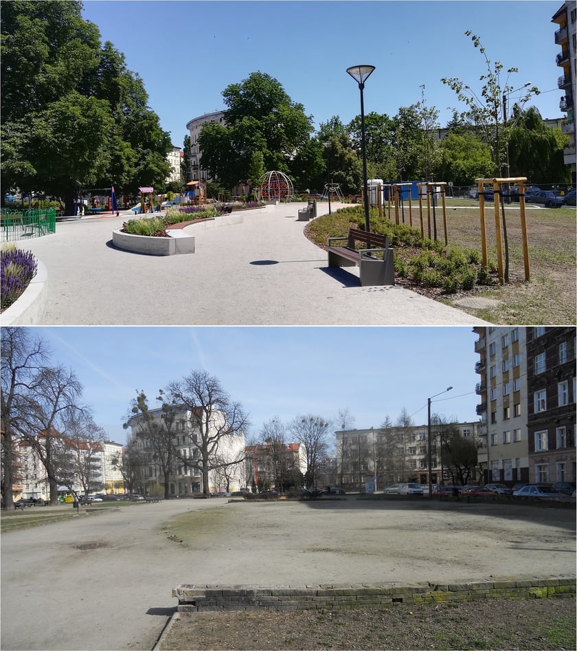 Skwer Skaczącej gwiazdy przed i po rewitalizacji