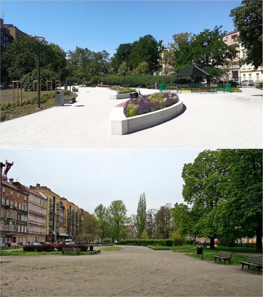Skwer Skaczącej gwiazdy przed i po rewitalizacji