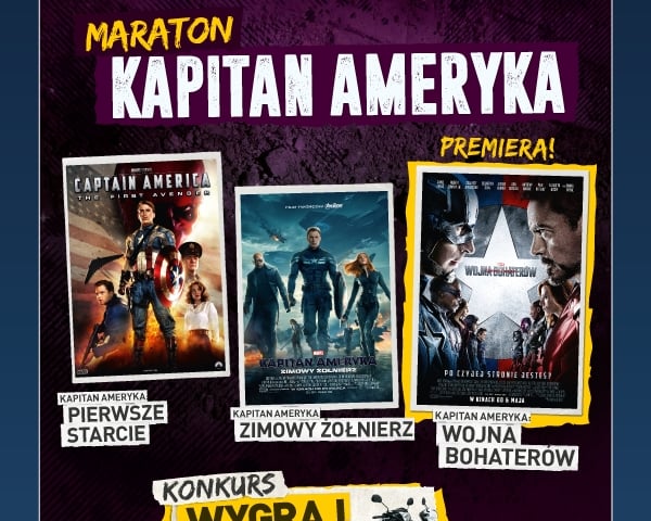 Zaproszenia na maraton „Kapitana Ameryka” [ZAKOŃCZONY]