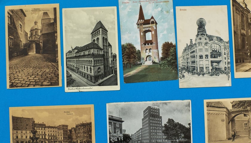 kolekcjoner pocztówek Stanisław Chmura z Wrocławia. W imponującej kolekcji ma ponad tysiąc wrocławskich widokówek