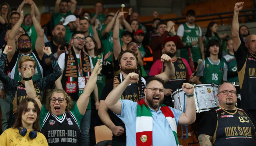 Kibice podczas meczu Śląsk Wrocław - Stal Ostrów Wielkopolski 